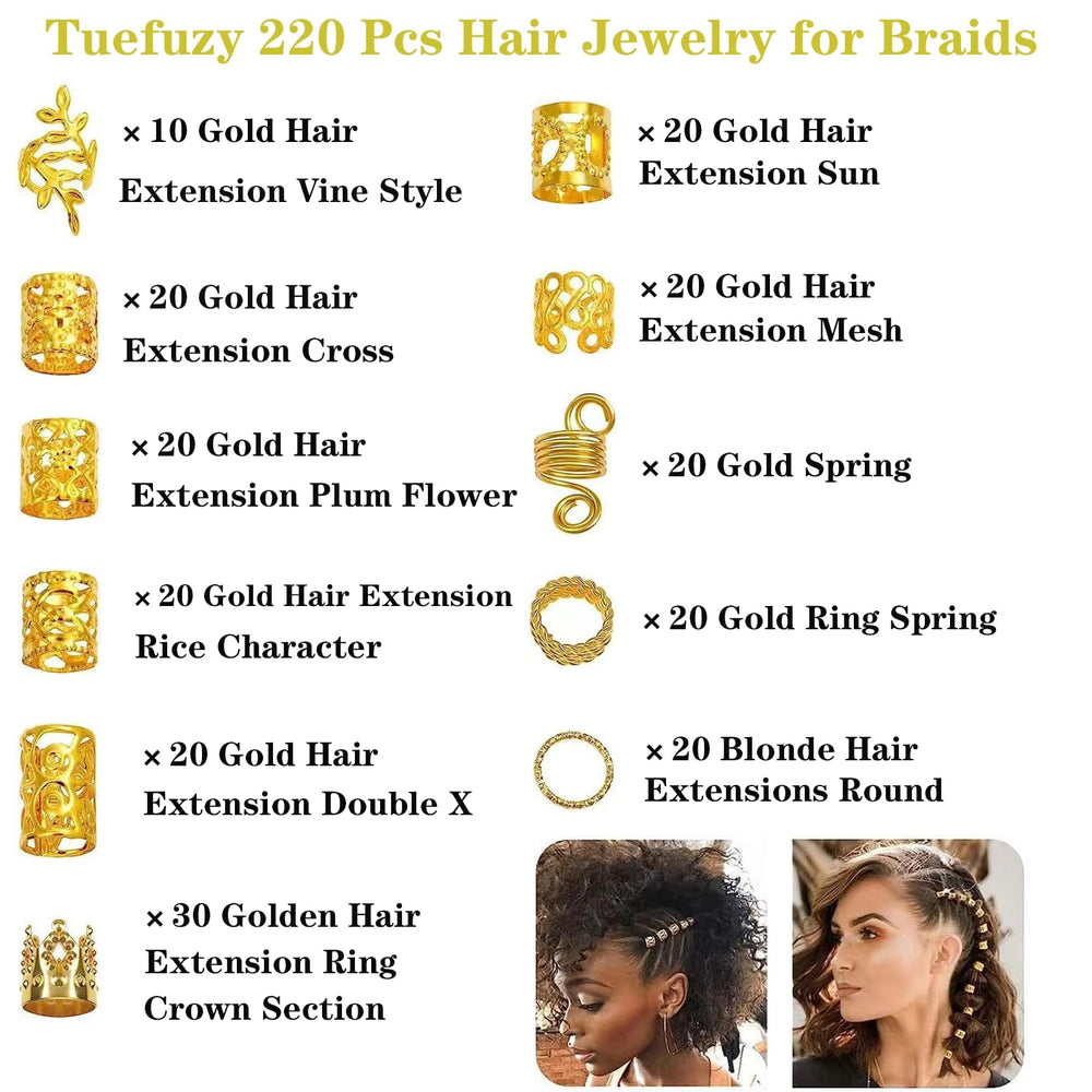 Tuefuzy accesorio estilo arroz dorado para trenzas y extensiones