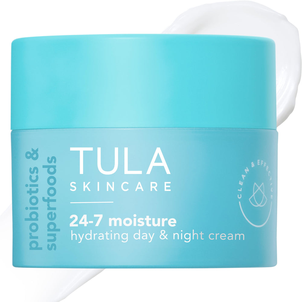 TULA 24-7 Hydrating Day & Night Cream bottle for all-day moisture.