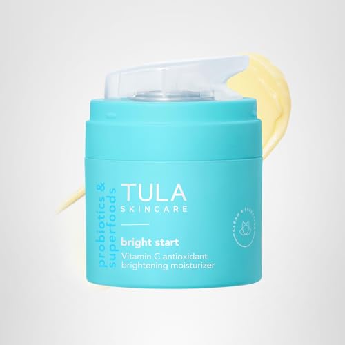 Close-up of TULA Bright Start jar-cap emphasizing premium antioxidant-powered hydration.