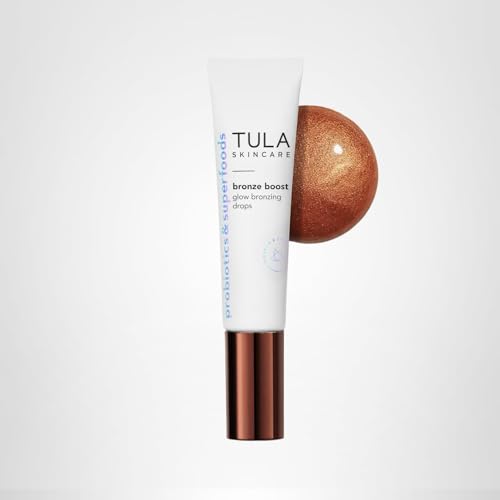 TULA Bronze Drops glow on cheek suggests versatile use in routine