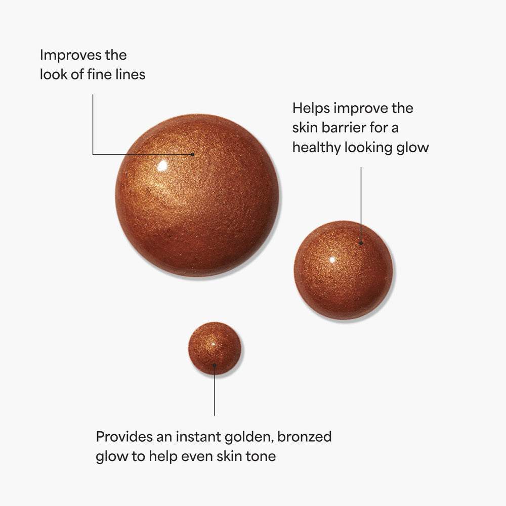 TULA Bronze Drops liquid swirl shows bronzing texture for effortless glow