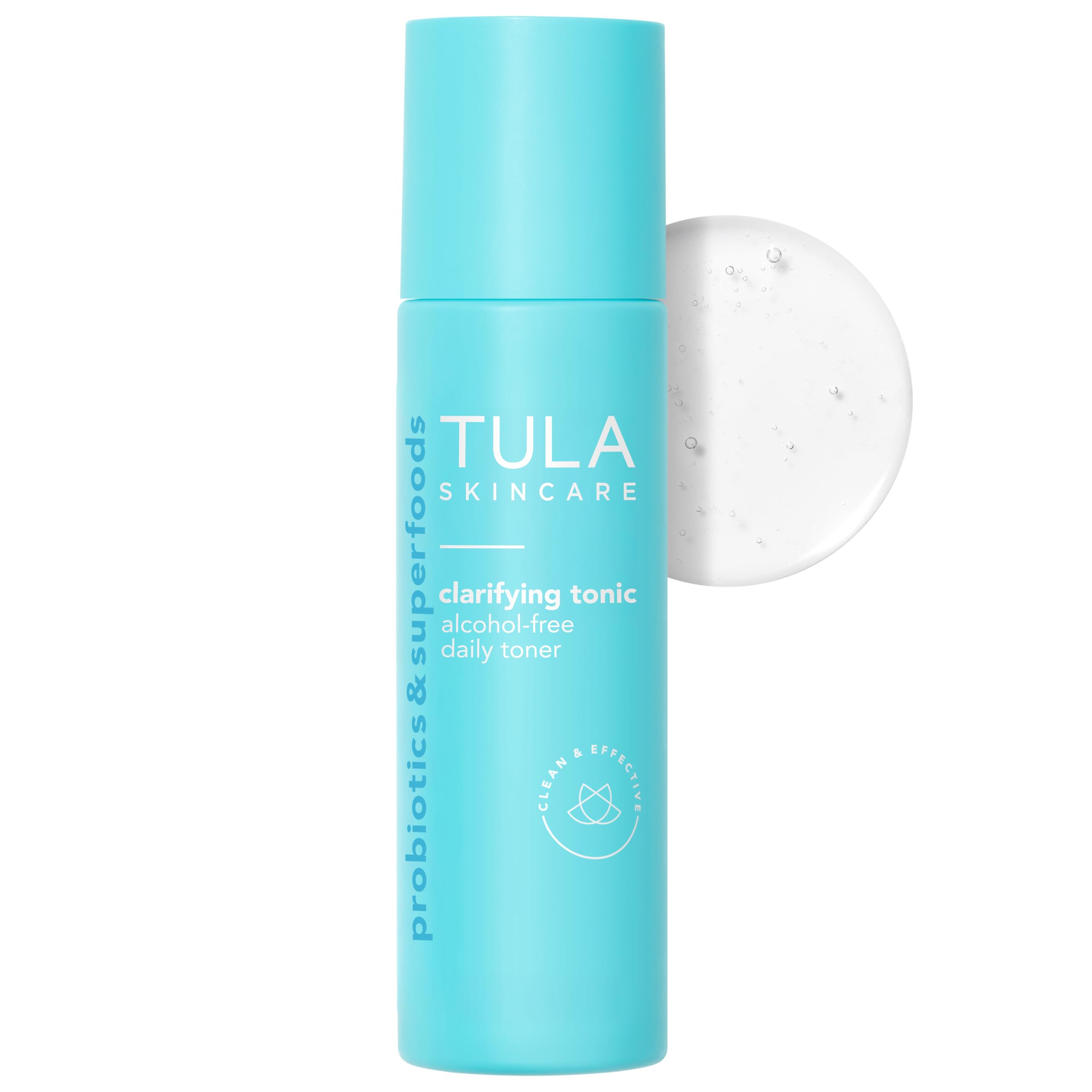 TULA Clarifying Toner bottle closeup showing gentle exfoliation for refreshed skin