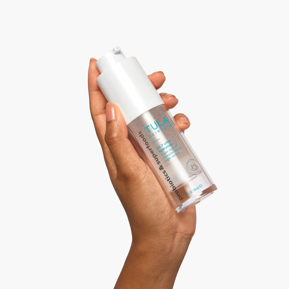 TULA encapsulated squalane pearls bursting on skin