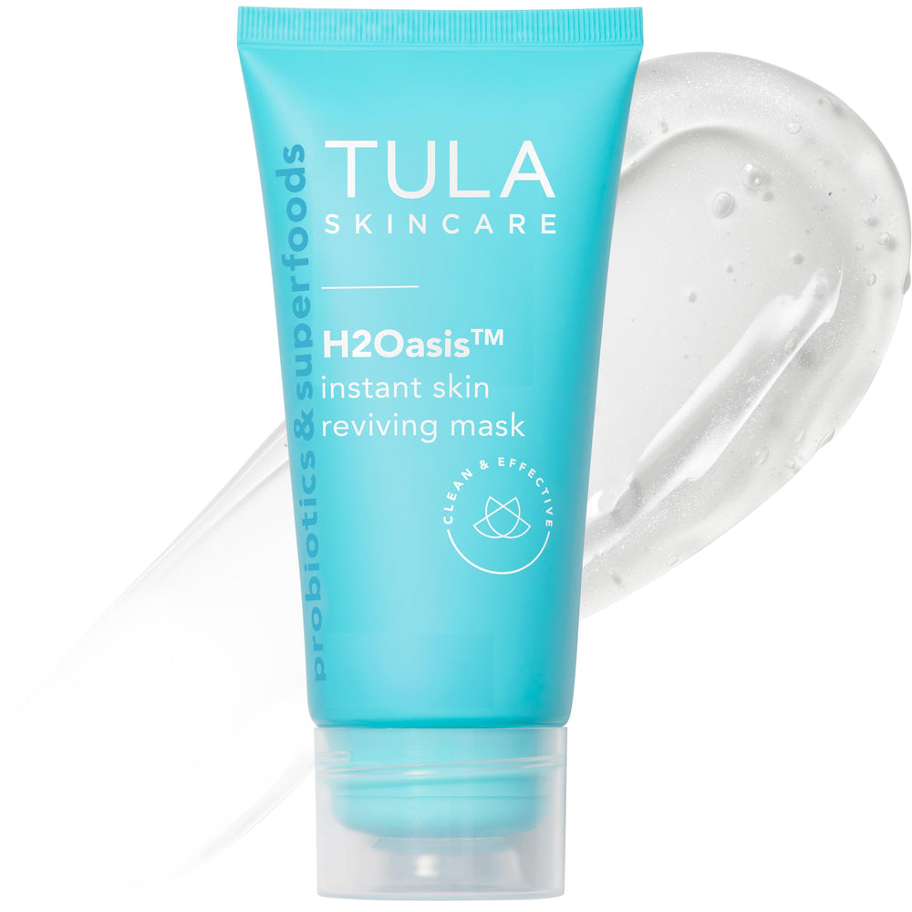 TULA H2Oasis bottle promoting hydration for a quick glow