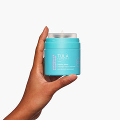 TULA Overnight Repair cream texture swirl suggests rich hydration and supple feel