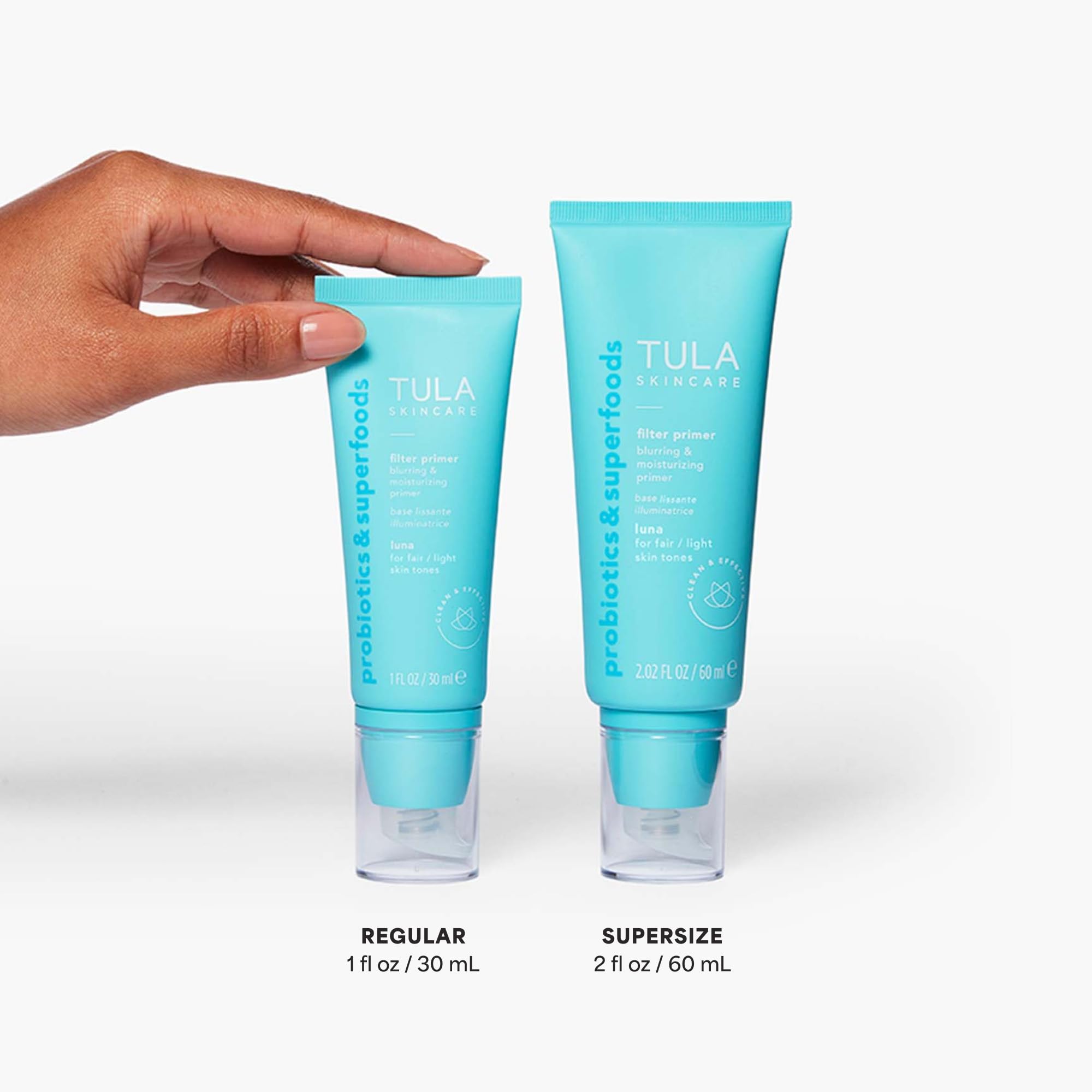 TULA Luna primer skin swatch evening tone for natural glow.