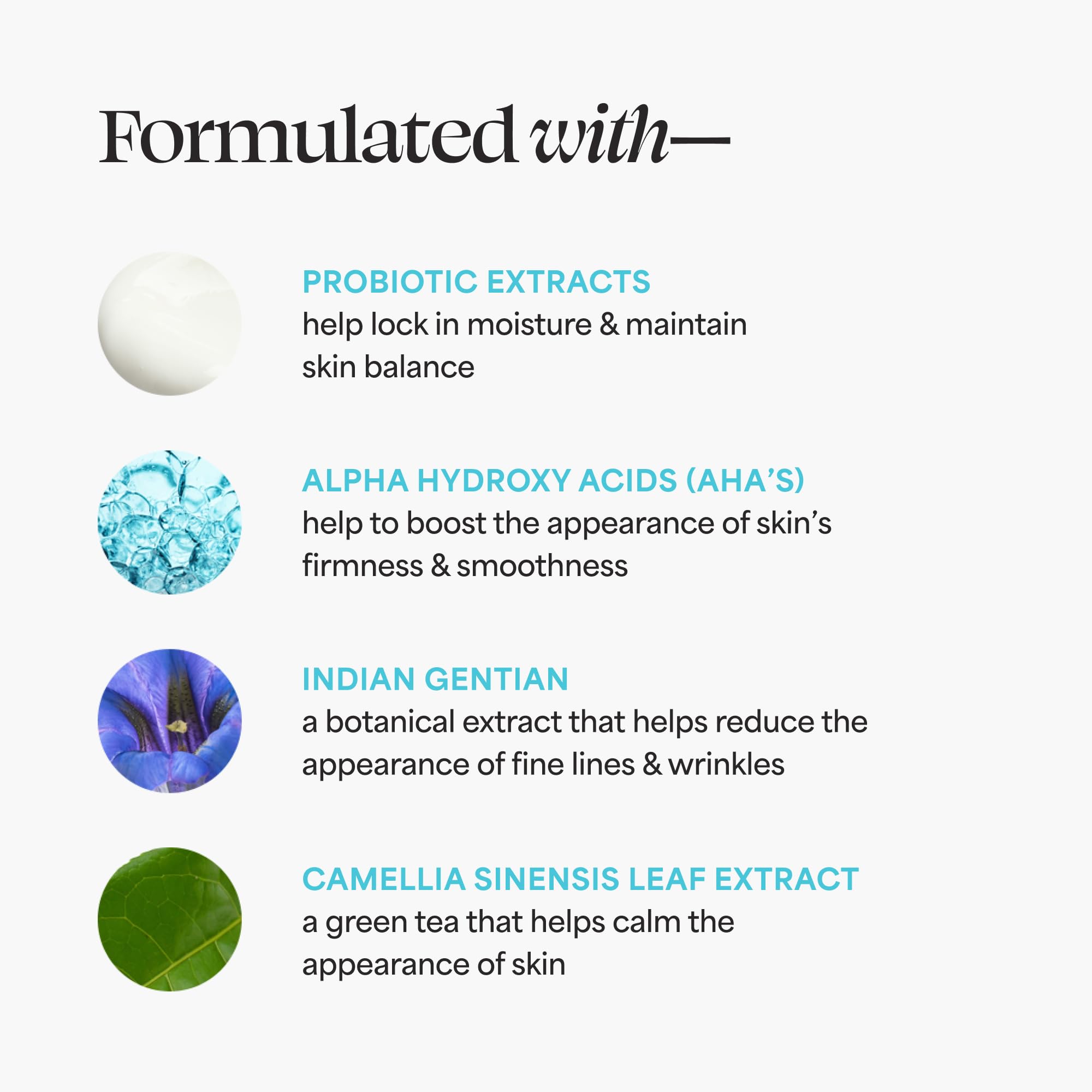 TULA probiotic extracts bottle emphasizes skin-friendly ingredients supporting healthy complexion