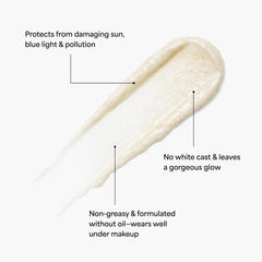 Sunscreen packaging featuring probiotic ingredients and skin superfoods label.
