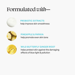 TULA Protect and Glow on skin delivering a natural dewy glow under makeup.