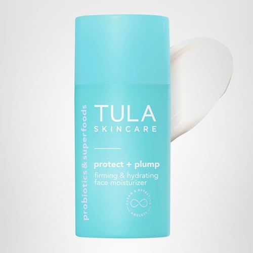 TULA Protect + Plump skincare routine shot signals daily ageless moisturizer.