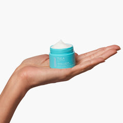 TULA olive-squalane ingredient focus image emphasizes deep hydration for the under-eye area.