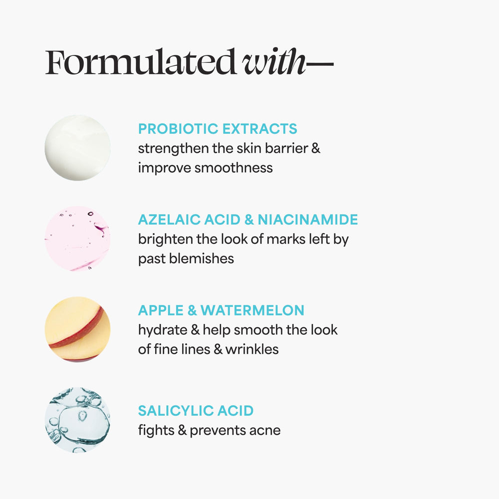 TULA Breakout Star ingredients panel featuring salicylic and azelaic acids brightening marks.