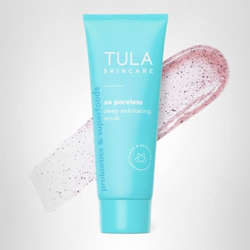 Product use scene of massaging TULA So Poreless scrub on skin
