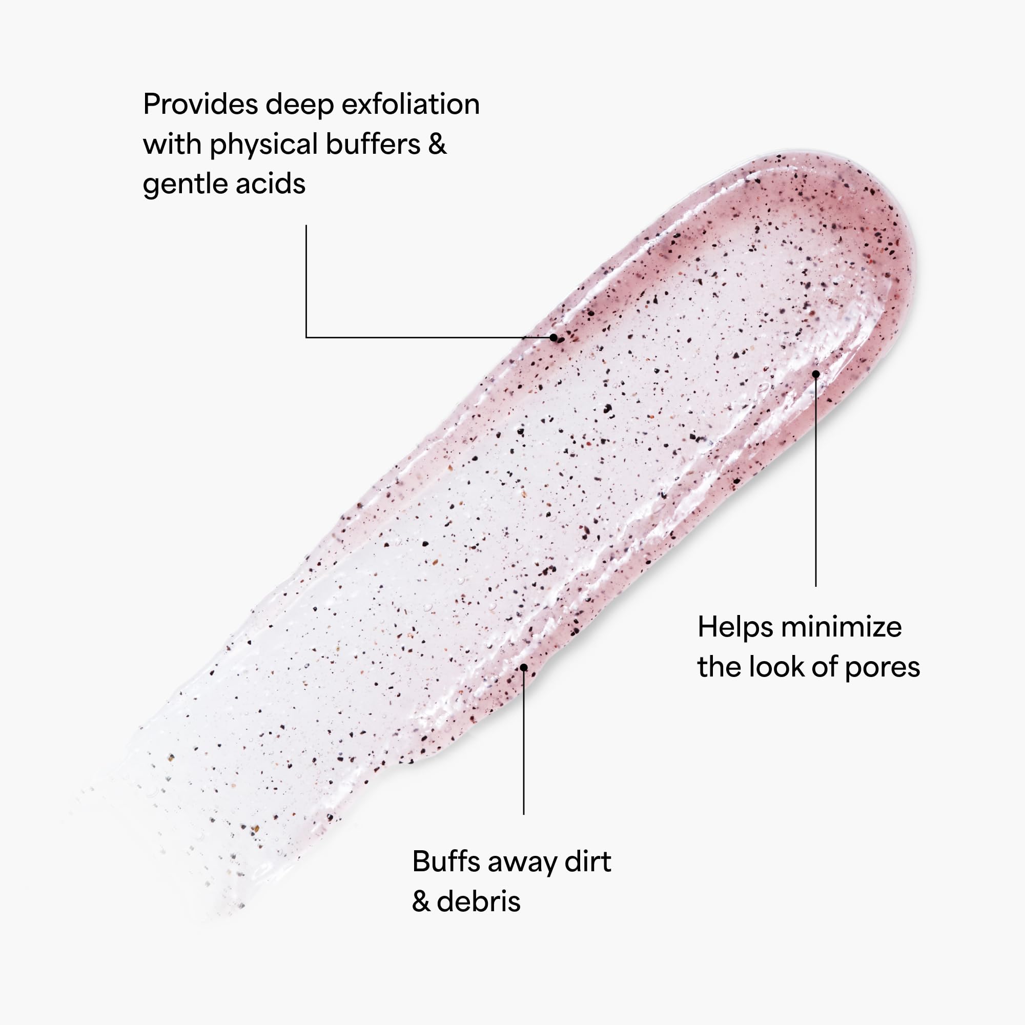 Closeup of scrub texture showing gentle exfoliation in TULA formula