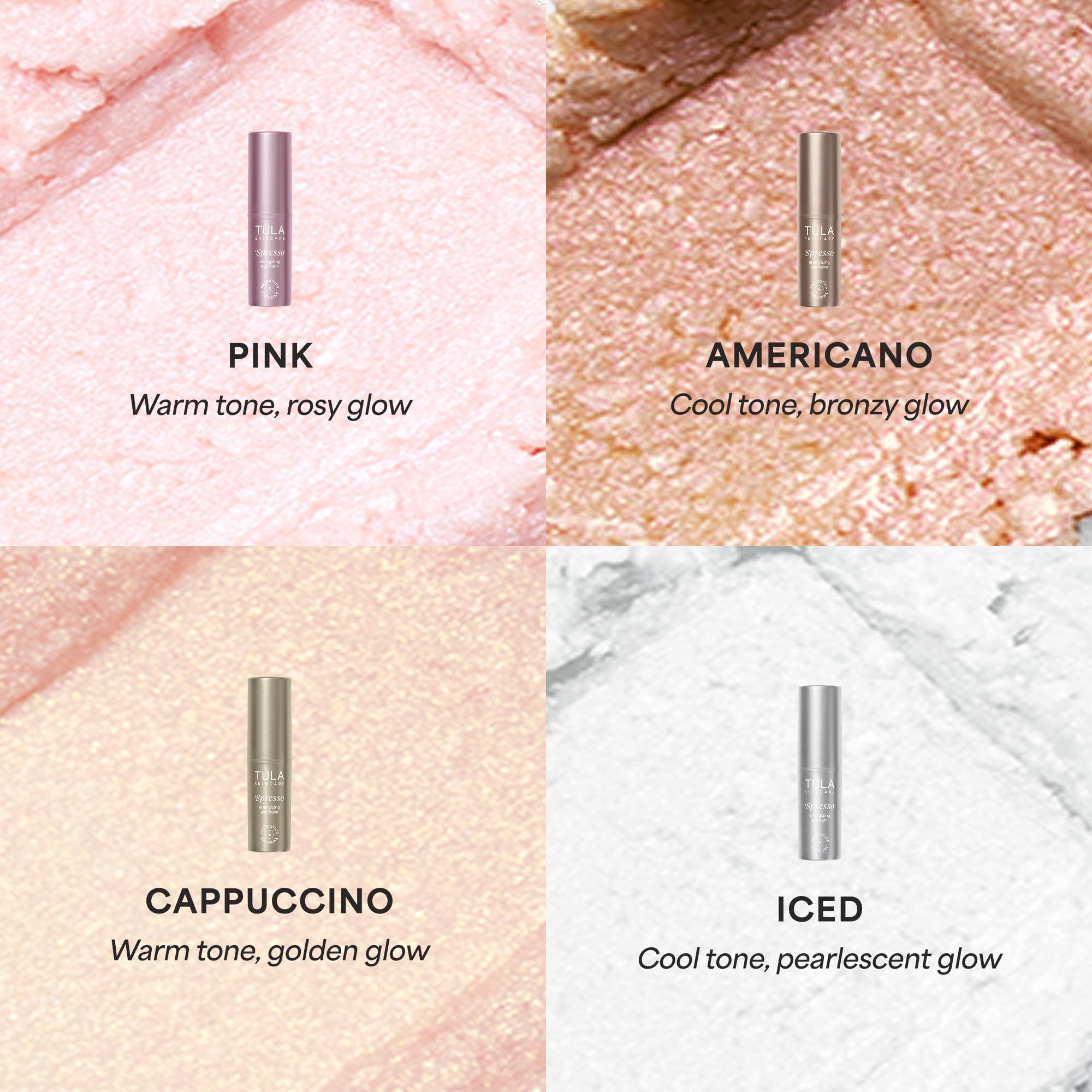 TULA Spresso iced eye balm packaging highlighting gift-ready full-size format