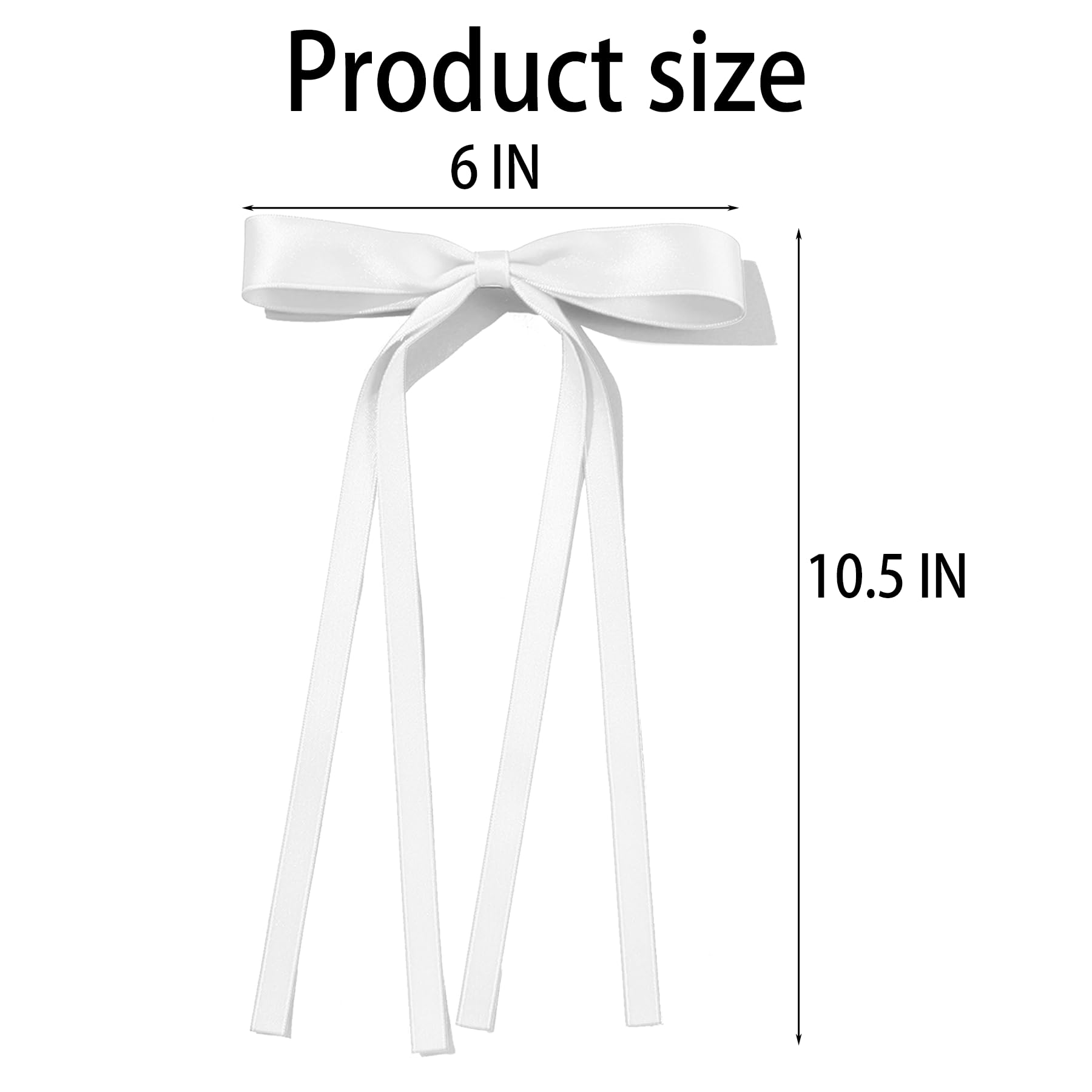 TULOBI white satin bow clip long tail adds elegant ponytail accent