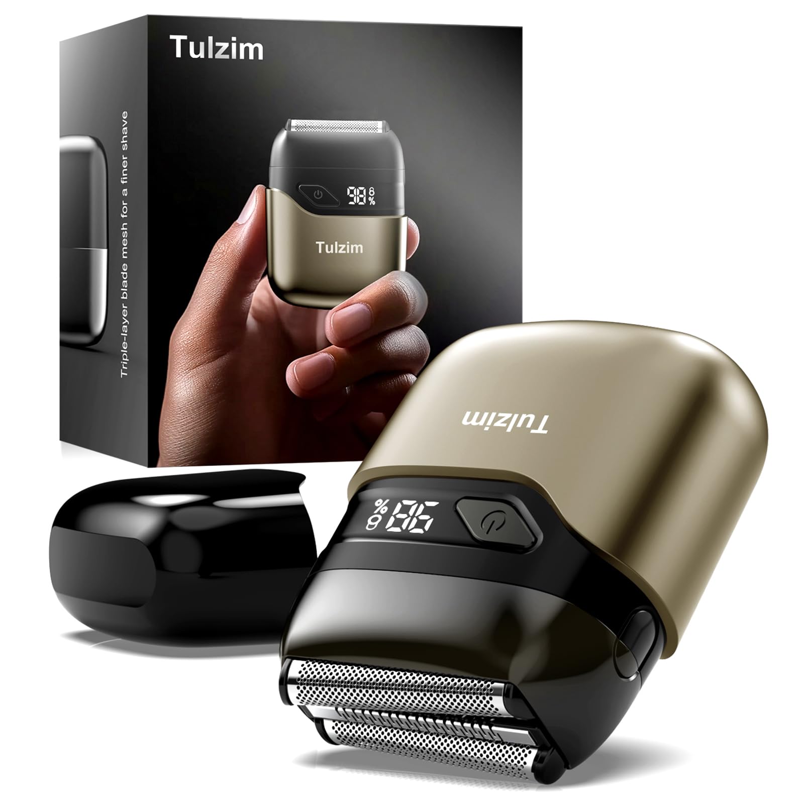 Tulzim Electric Foil Shaver three-heads contour following for precise beard trimming