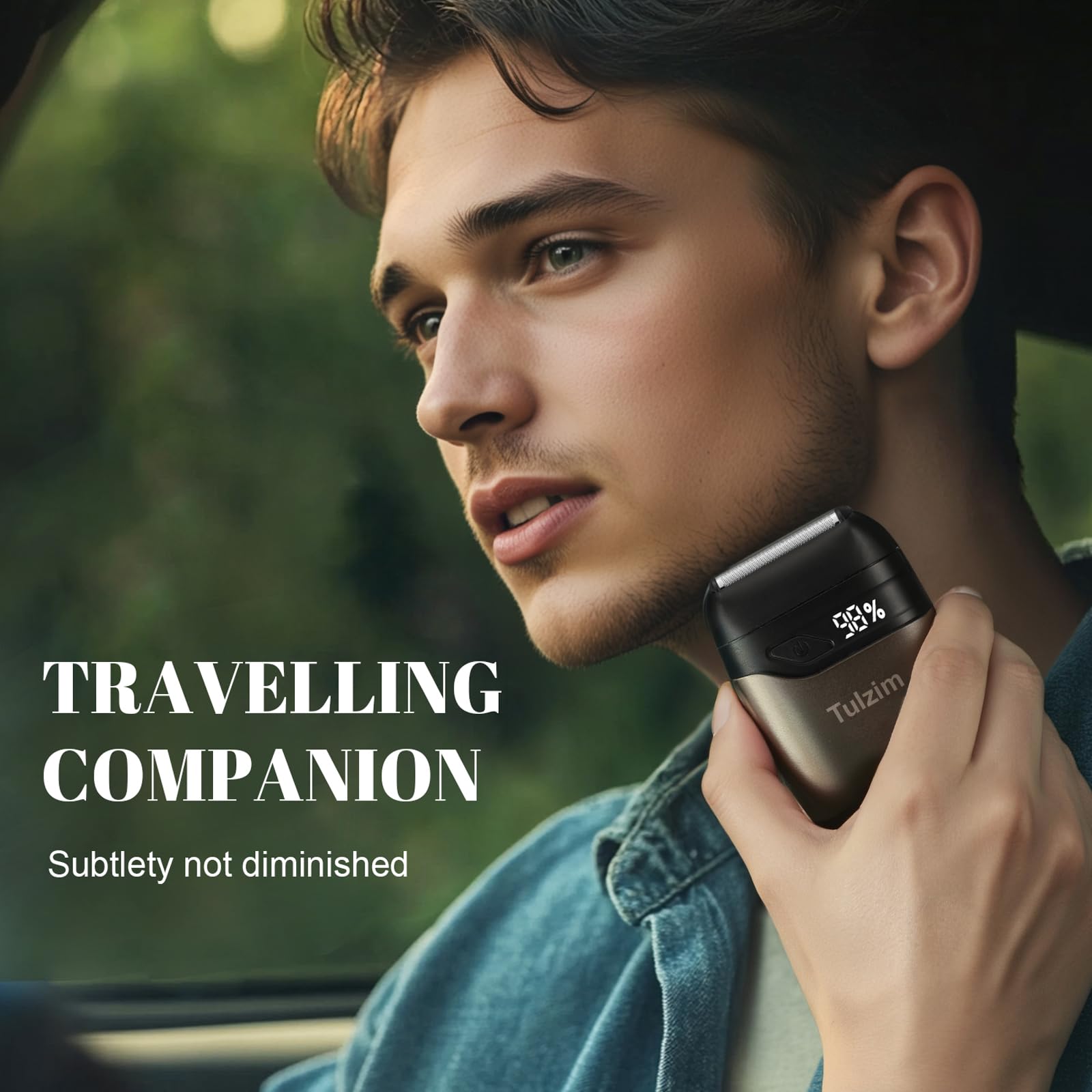 Tulzim Foil Shaver LED display shows battery status for ready grooming