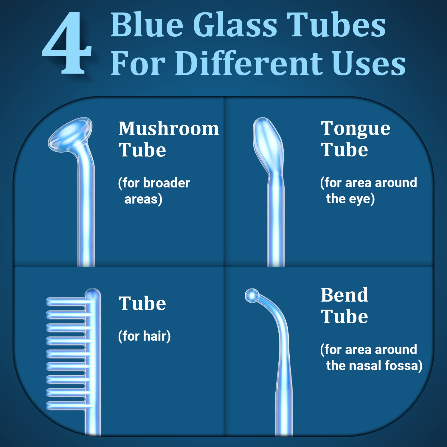 TUMAKOU blue glass standard tube for targeted facial care.