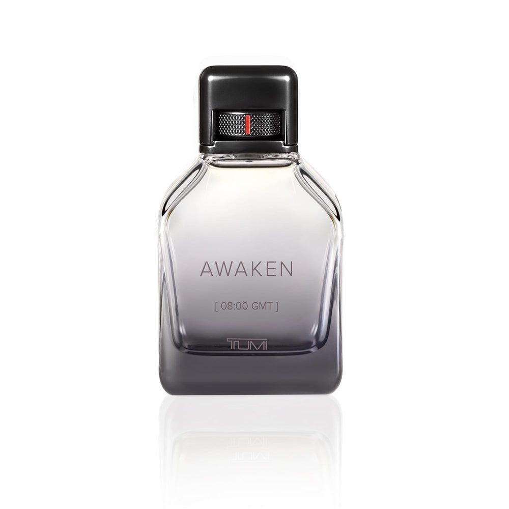 Tumi Awaken men's EDP 6.8 oz packaging, bold scent for active lifestyles.