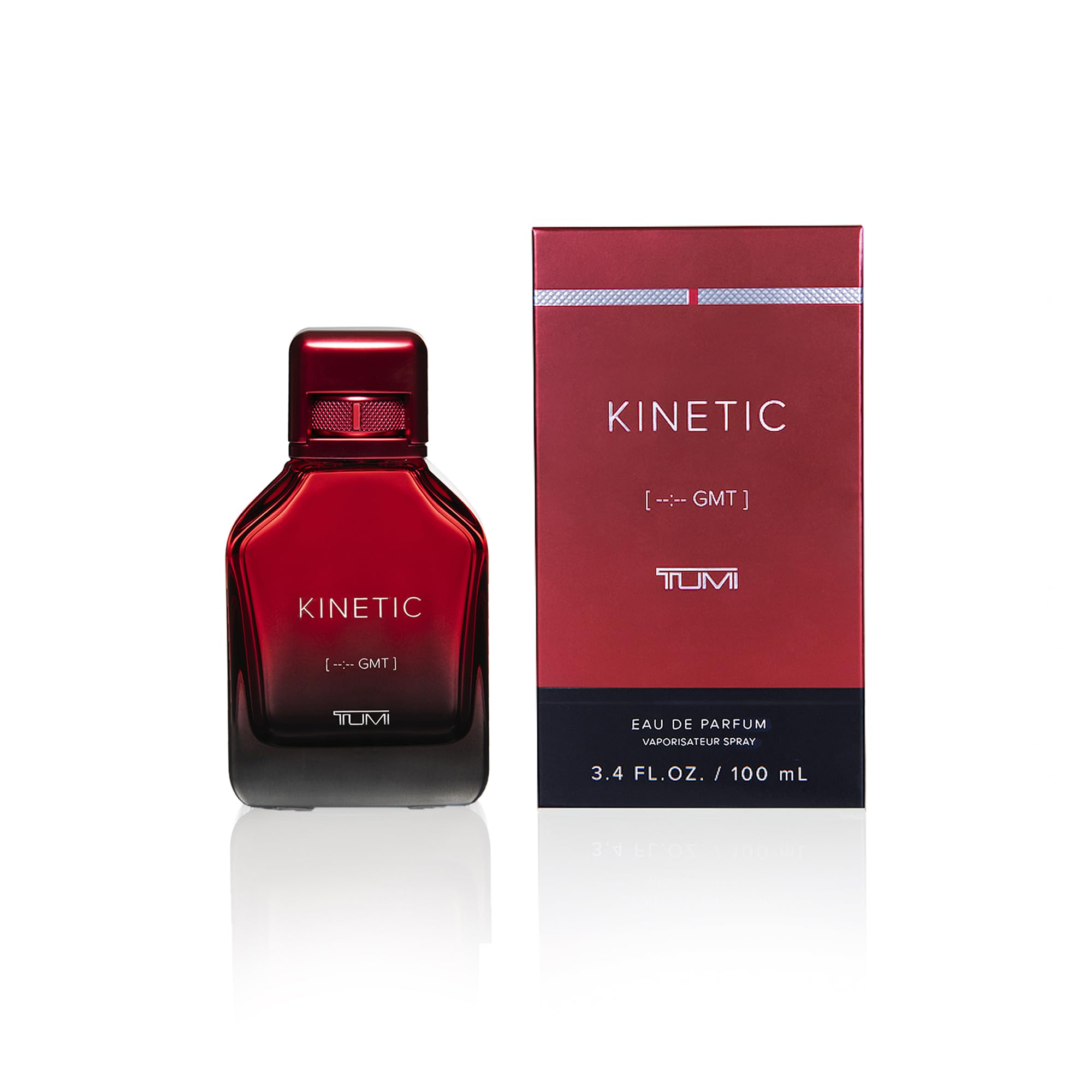 TUMI Kinetic for Men bottle front view shows premium design for confident daily wear