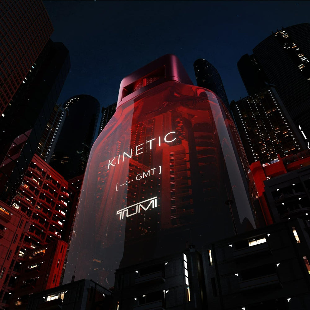 TUMI Kinetic for Men packaging box emphasizes gift-ready presentation and brand prestige