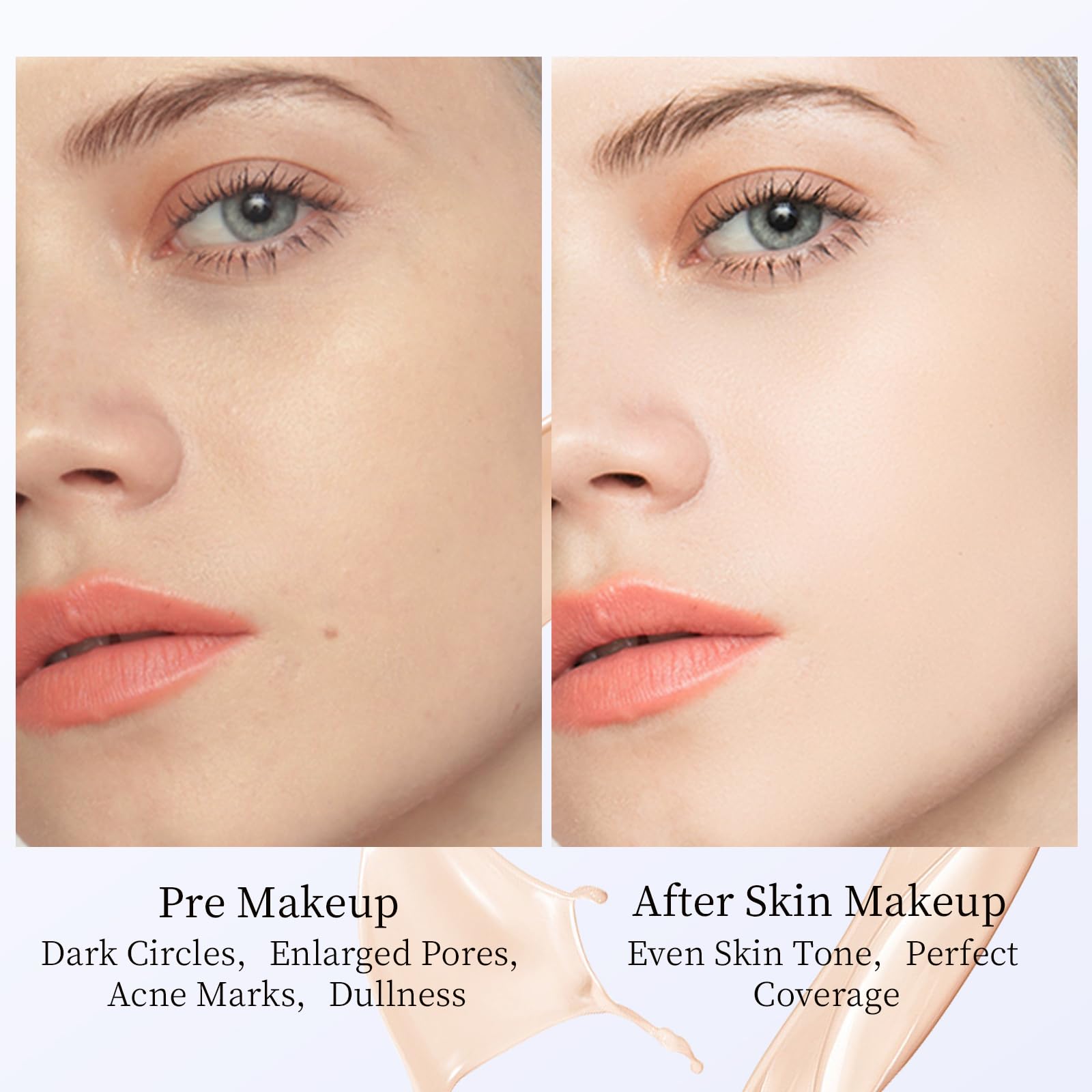 Tunbot liquid foundation SPF 50 label details indicate SPF protection and product notes.