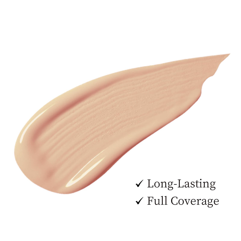 Tunbot liquid foundation SPF 50 swatch on skin illustrates natural coverage and even tone.