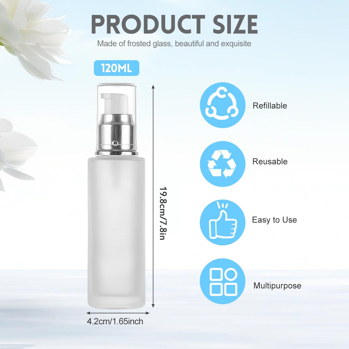 TUPSYBL silver pump-lotion bottle 120ml ideal for travel and daily use