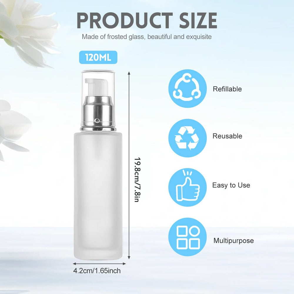 TUPSYBL silver pump-lotion bottle 120ml ideal for travel and daily use