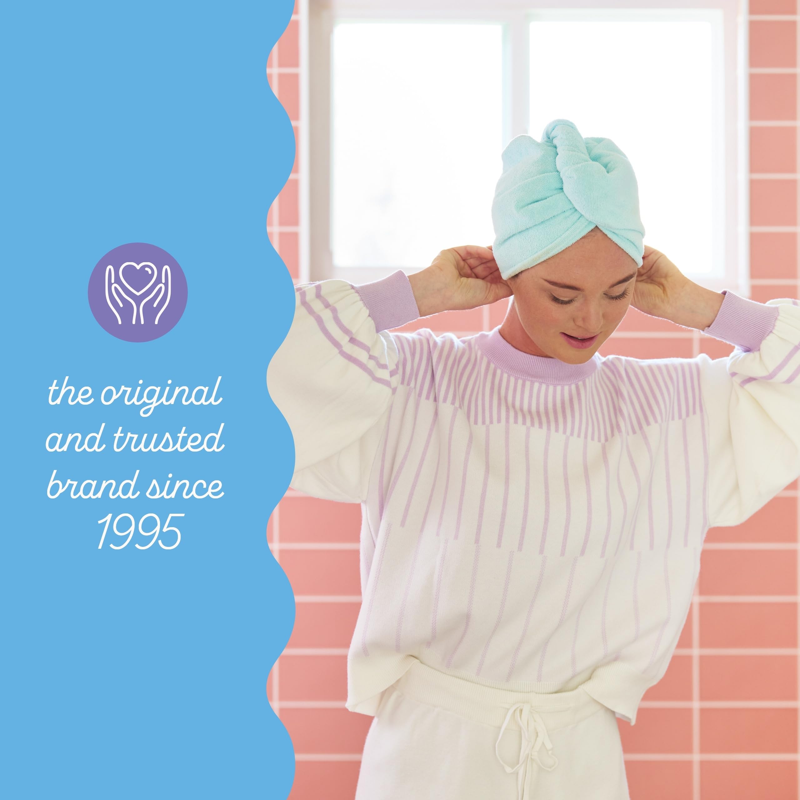 Turbie Twist absorbent close-up, high-absorbency microfibers reduce drying time.