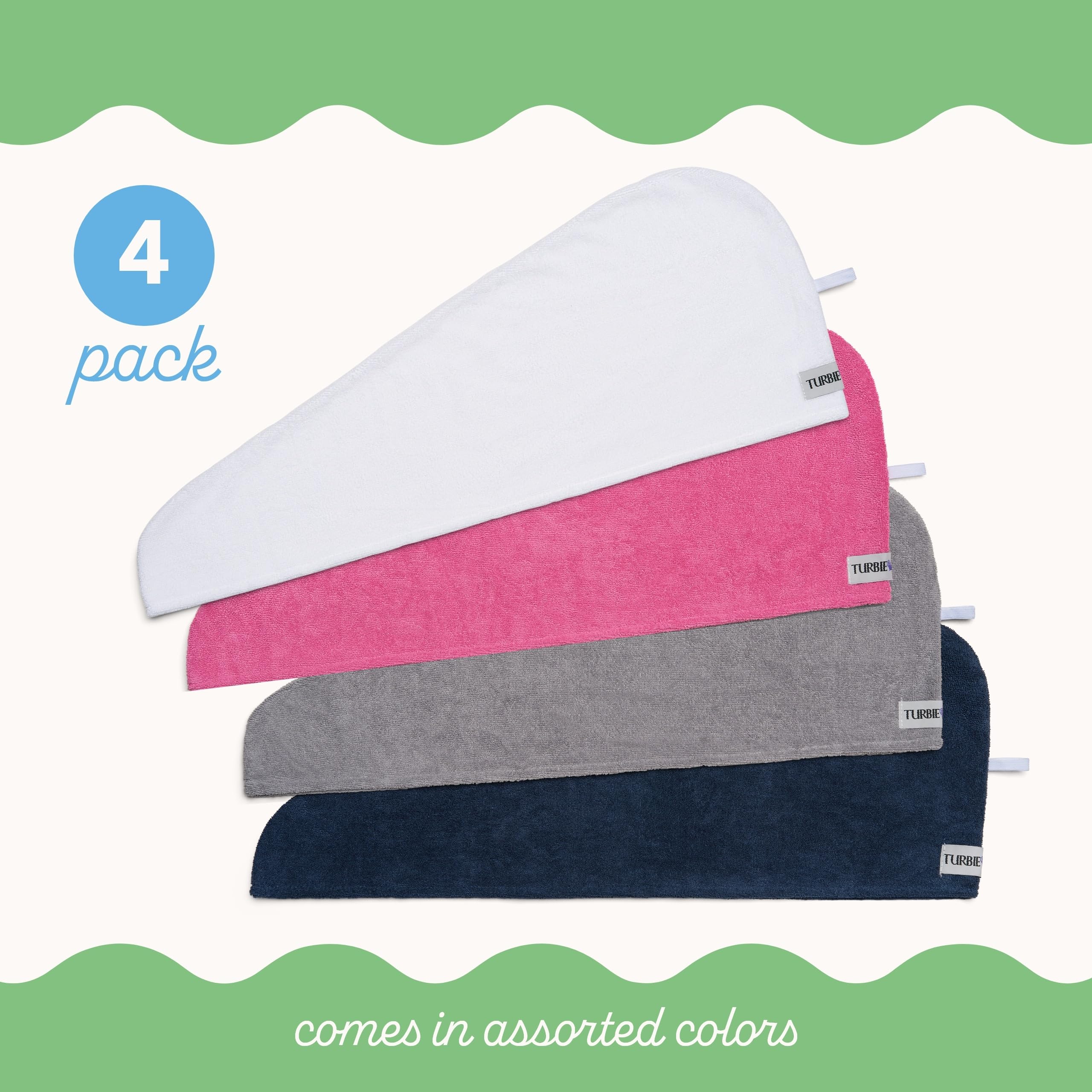 Turbie Twist grey towel wrap showing secure twist-and-loop for travel.