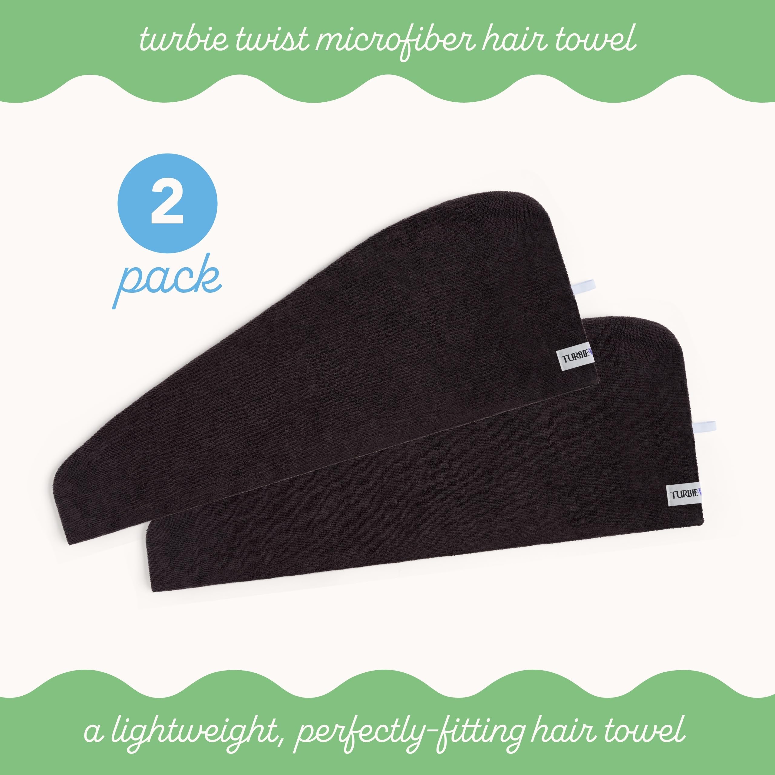Turbie Twist lightweight microfiber towel with twist-and-loop system for secure wear.