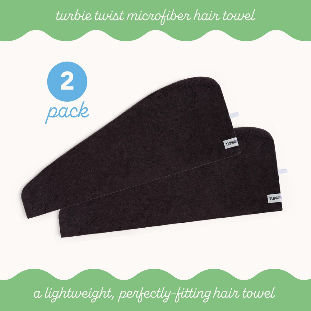 Turbie Twist lightweight microfiber towel with twist-and-loop system for secure wear.