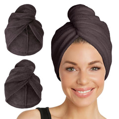 Turbie Twist two-pack microfiber hair towel wrap, ultra-absorbent for quick drying and gentle styling.