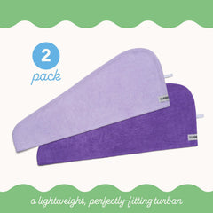 Turbie Twist 2-pack microfiber wrap on head demonstrates secure twist-and-loop design.