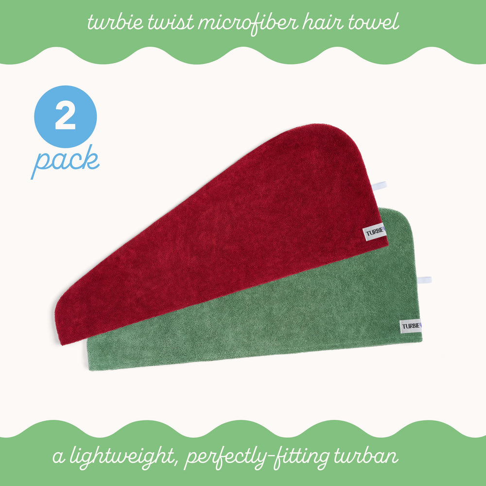 Turbie Twist anti-frizz turban minimizes friction during drying.