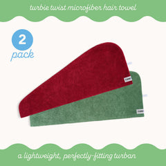 Turbie Twist anti-frizz turban minimizes friction during drying.