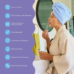 Turbie Twist microfiber towel absorbent grey soaks water efficiently for quick drying.