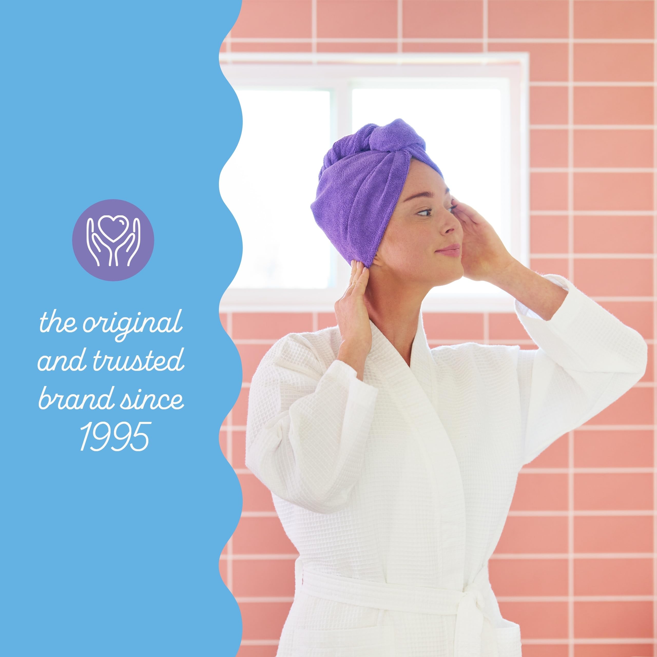 Turbie Twist soft microfiber close-up highlights anti-frizz feel and gentle wrap.