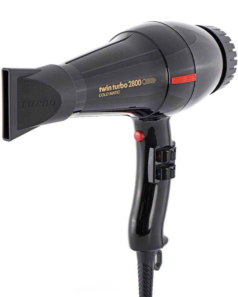 Turbo Power Twinturbo 2800 Coldmatic Hair Dryer with diffusers enables diffuser styling for curls.