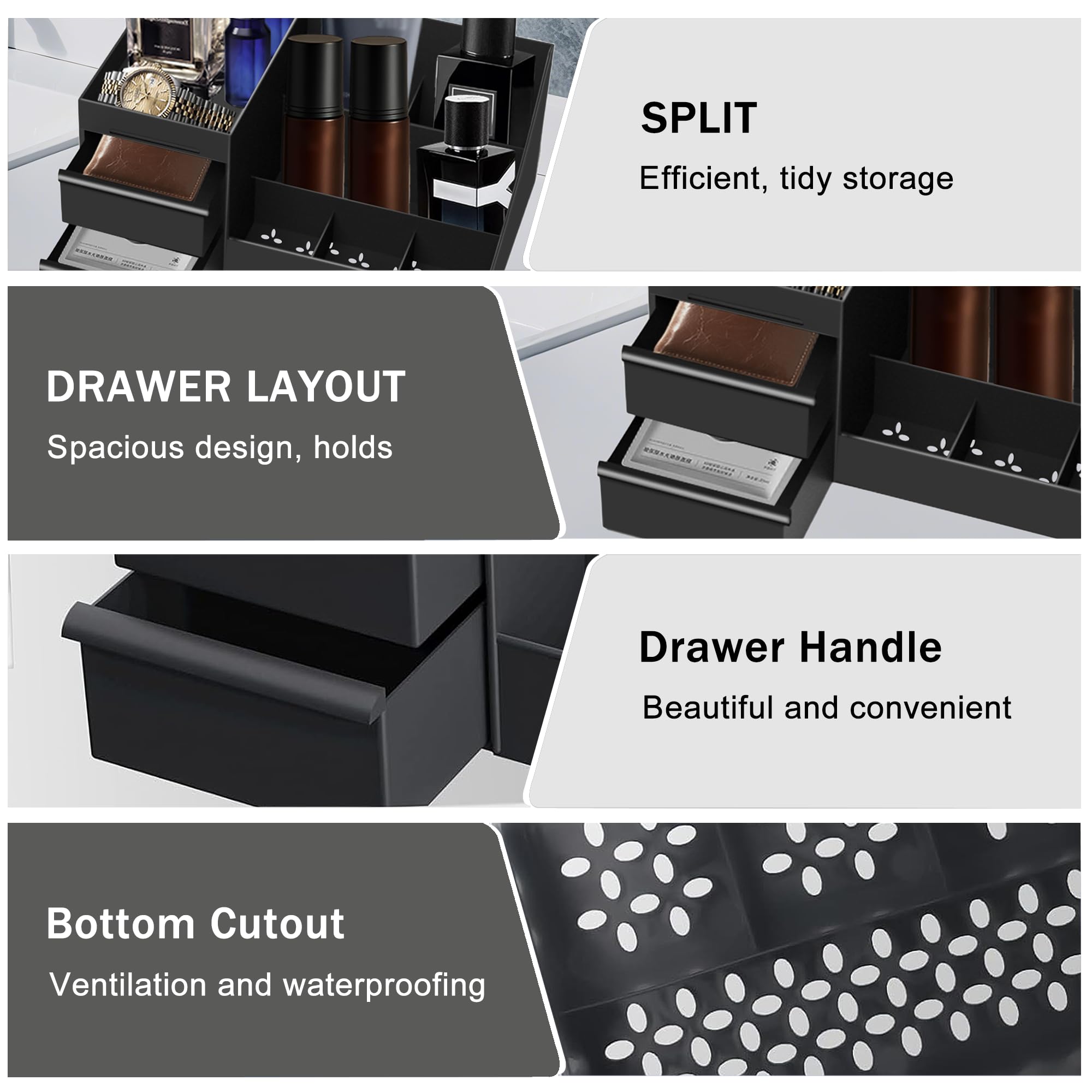 Turesmith Dresser Organizer fits cosmetics and office supplies for quick access.