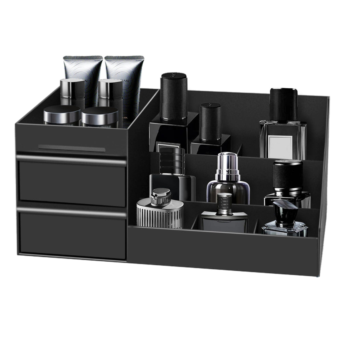 Turesmith Mens Organizer on bathroom counter showing clutter-free workspace.
