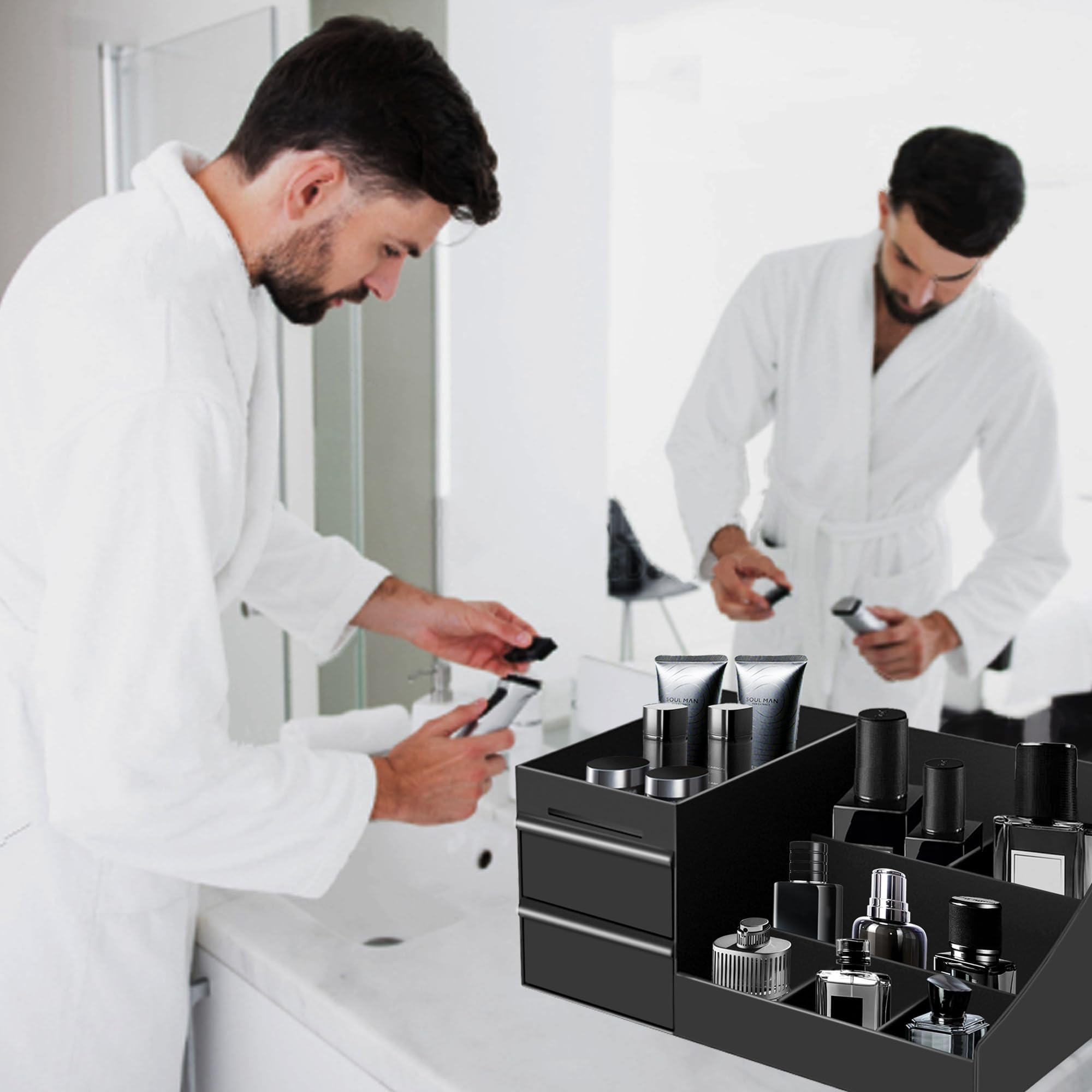 Turesmith Perfume Organizer compartments display organized fragrance storage for easy access.