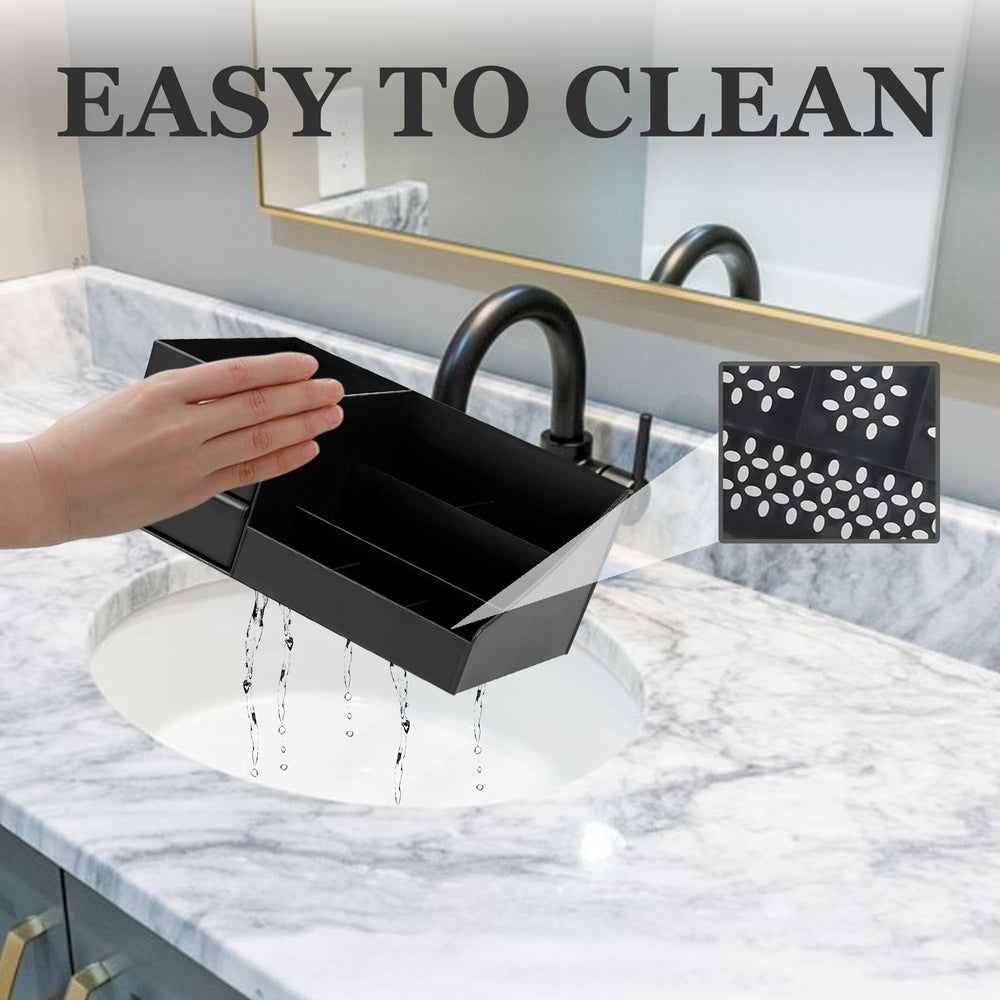 Turesmith Tabletop Storage unit demonstrates versatile use for kitchen and vanity.