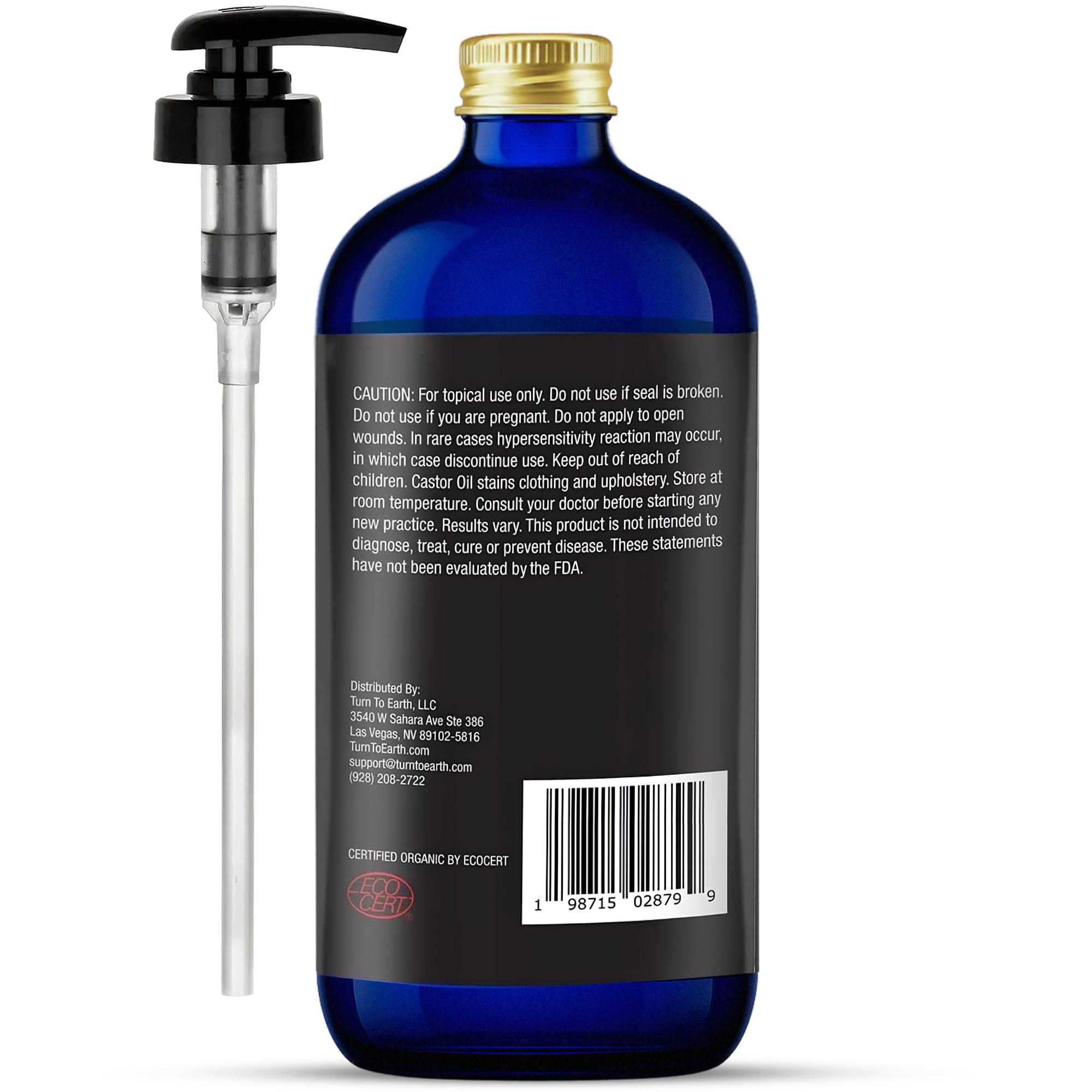 TURN TO EARTH recyclable blue glass packaging promotes sustainability.