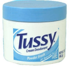 Tussy Cream Deodorant Powder Fresh glides smoothly for long-lasting odor protection.