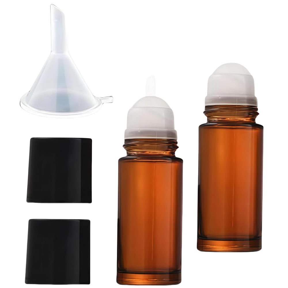 Tustao brown 30ml glass roller bottle set for easy fragrance application.