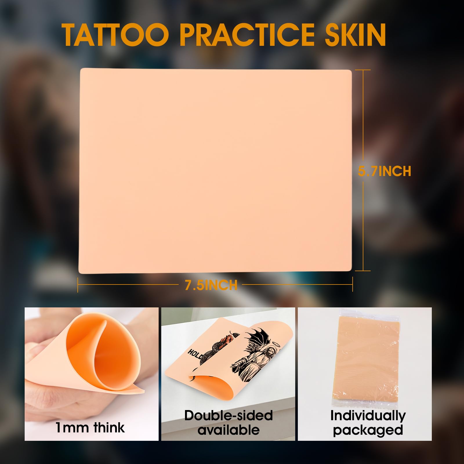 TUXIYA double-sided tattoo skin for reusable practice across multiple body areas.