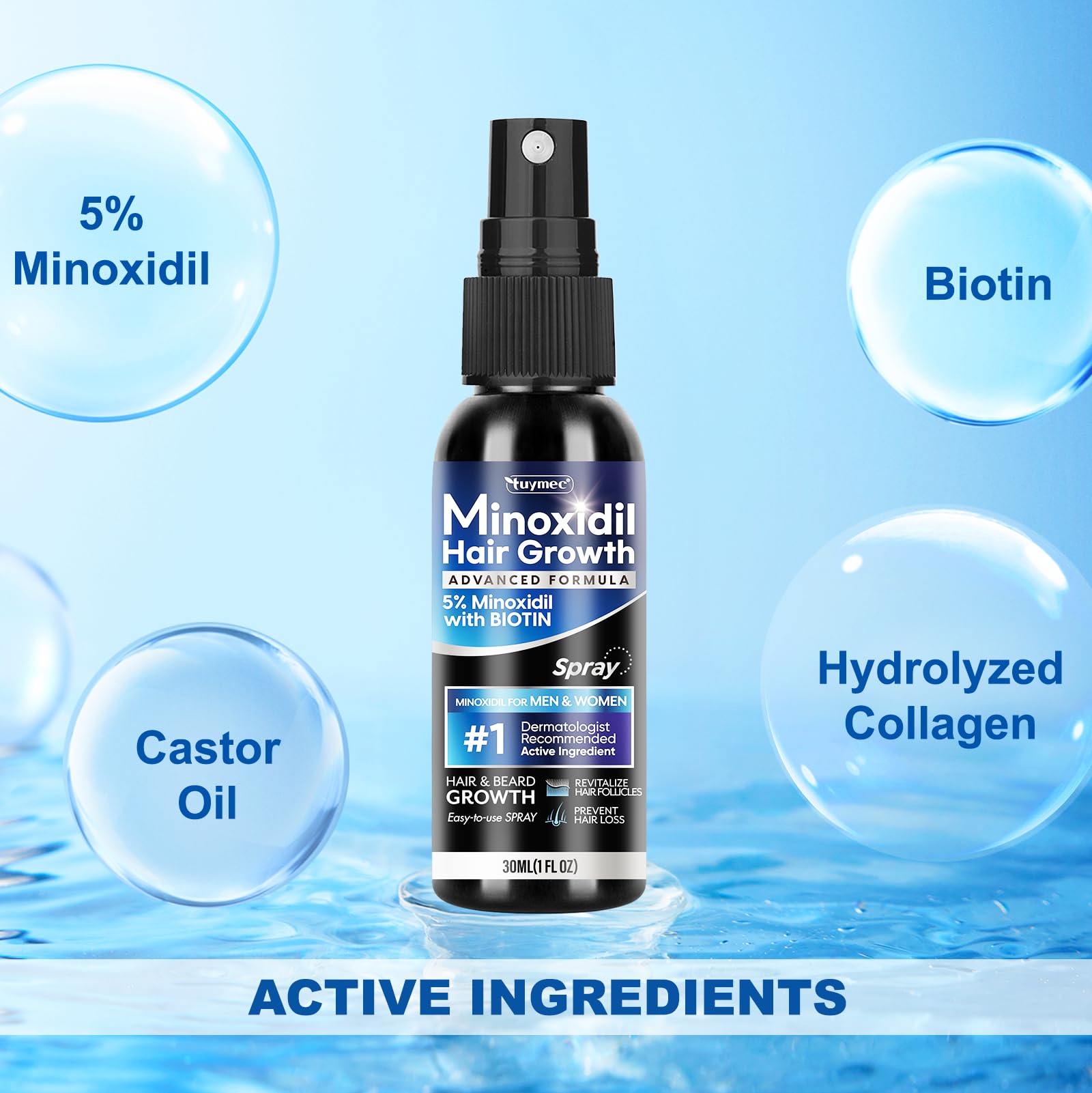 Tuymec Minoxidil application on the scalp targets thinning areas.